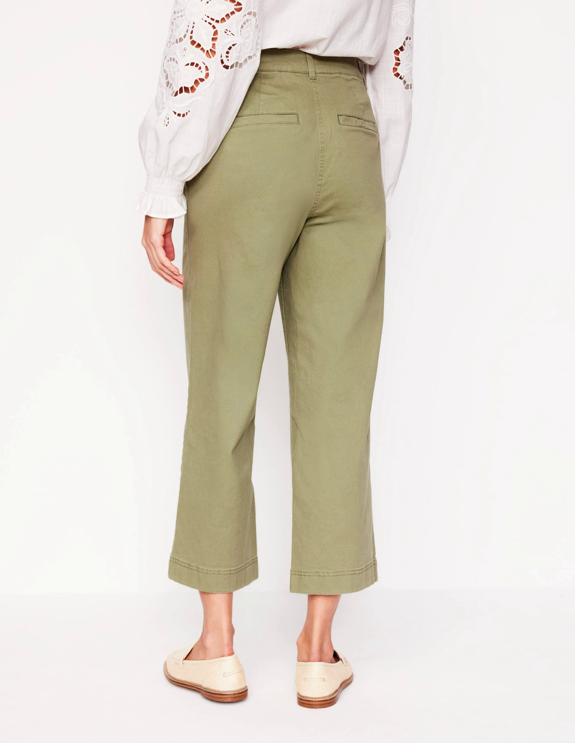 Patch Pocket Crop Chino Pants-Larch Green