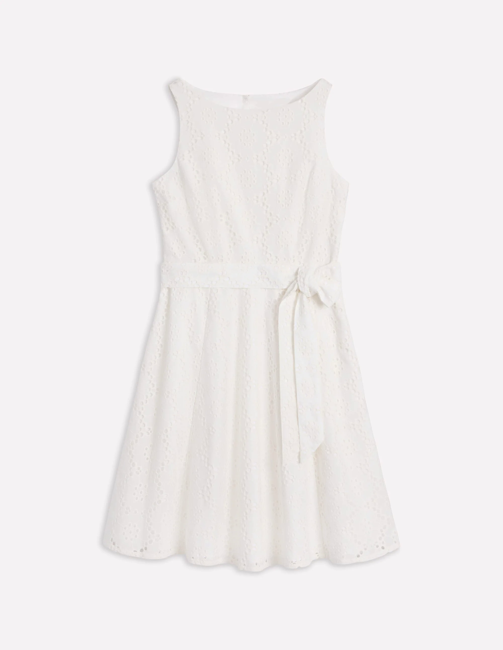 Anya Sleeveless Broderie Dress-White