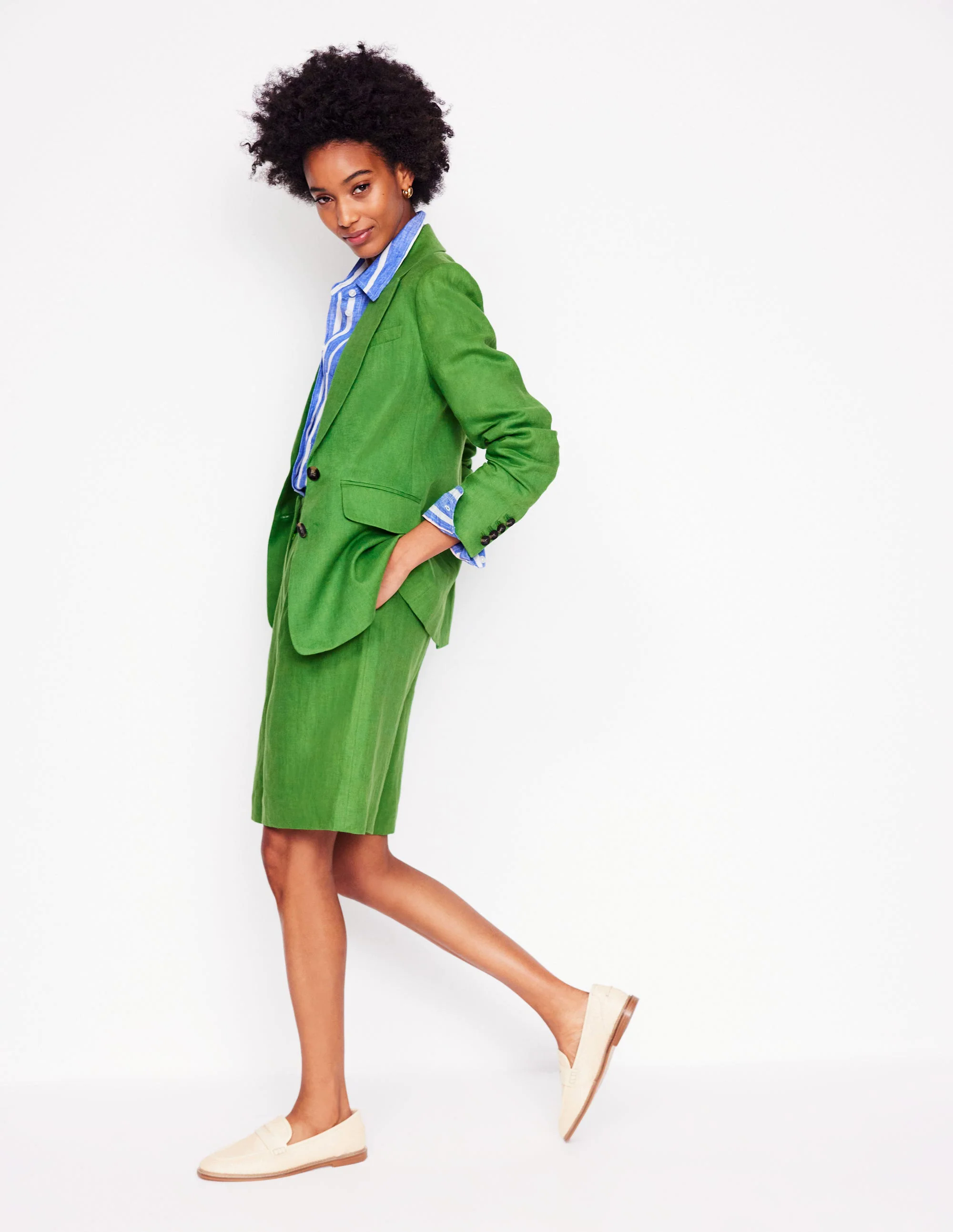 Stamford Linen Blazer-Iguana Green