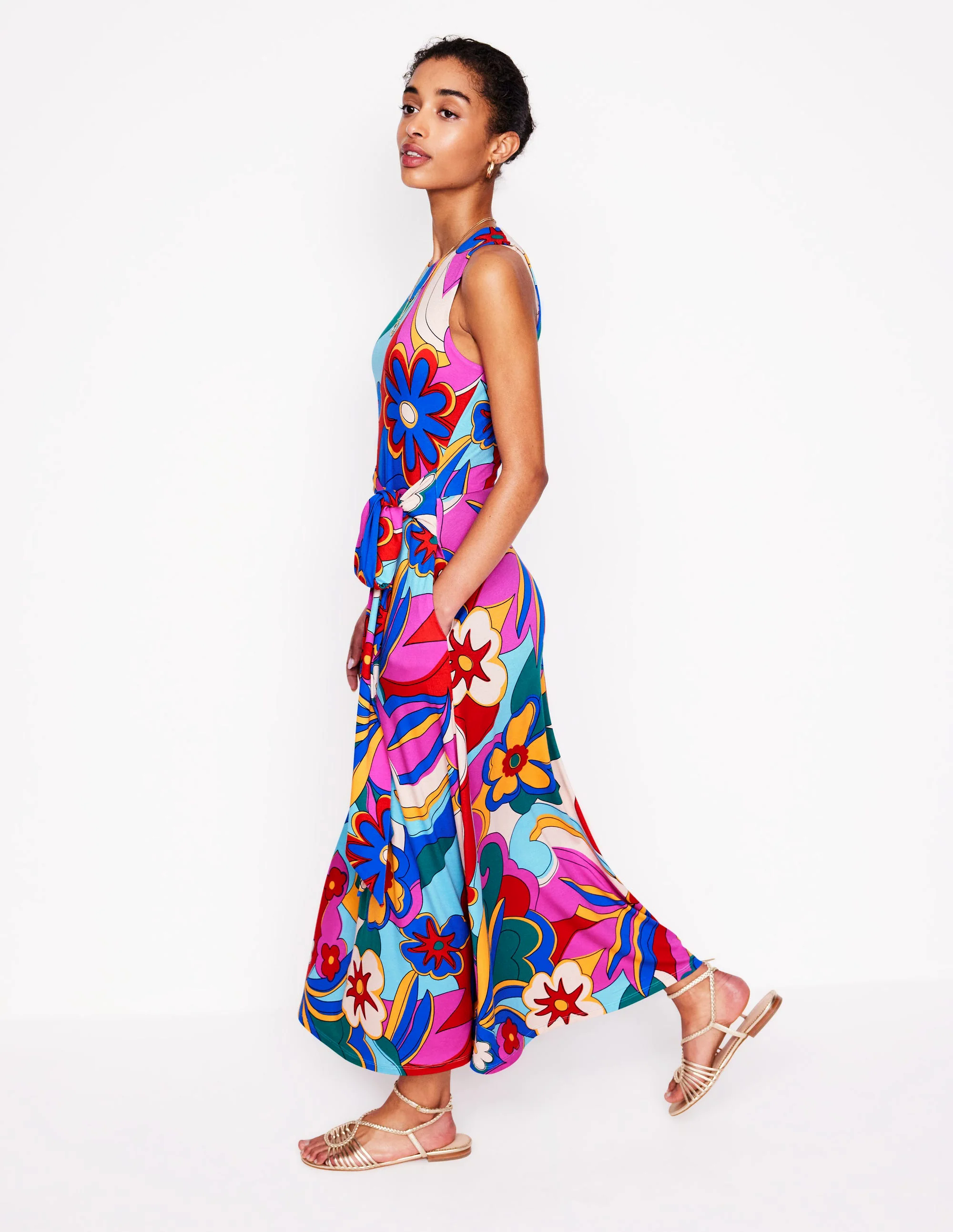 Grown On Tie Trapeze Dress-Multi, Blossomy Pop